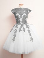 White Sleeveless Mini Length Appliques Lace Up Damas Dress(SKU SWBD127-6BIZ)