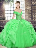 Sexy Sleeveless Lace Up Floor Length Beading and Ruffles Ball Gown Prom Dress(SKU SJQDDT2096002-5BIZ)