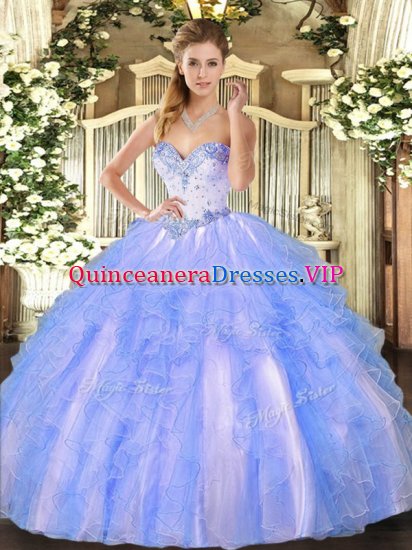 Popular Blue And White Sleeveless Tulle Lace Up Sweet 16 Dress for Military Ball and Sweet 16 and Quinceanera - Click Image to Close