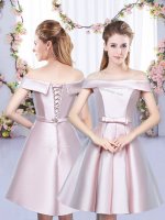 Satin Sleeveless Floor Length Quinceanera Court of Honor Dress and Bowknot(SKU BMT0438HBIZ)