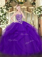 Purple Sleeveless Beading and Ruffles Floor Length Quince Ball Gowns(SKU SJQDDT1527002-1BIZ)