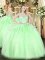 Simple Floor Length Apple Green Vestidos de Damas Tulle Sleeveless Lace