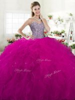 Clearance Sleeveless Lace Up Floor Length Beading and Ruffles Sweet 16 Quinceanera Dress(SKU YYPJ063BIZ)