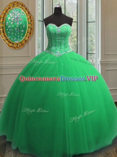 Tulle Sleeveless Floor Length Sweet 16 Dress and Beading and Sequins - Click Image to Close
