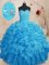 Stylish Sleeveless Floor Length Beading and Ruffles Lace Up Sweet 16 Quinceanera Dress with Baby Blue