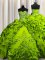 High End Sleeveless Taffeta Floor Length Lace Up Sweet 16 Dresses in Olive Green with Beading and Embroidery and Ruffles and Sequins and Pick Ups