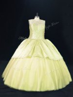 Wonderful Yellow Green Lace Up Scoop Beading Quinceanera Dresses Tulle Sleeveless(SKU PSSW1104-3BIZ)