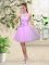 Knee Length Lace Up Damas Dress Lavender for Prom and Party with Lace and Belt
