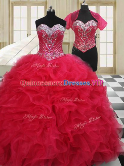 Affordable Sweetheart Sleeveless Organza Quinceanera Dresses Beading Lace Up - Click Image to Close