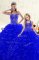 Luxurious Royal Blue Sleeveless Organza Lace Up 15 Quinceanera Dress for Military Ball and Sweet 16 and Quinceanera