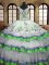 Superior Ruffled Floor Length White Ball Gown Prom Dress Straps Sleeveless Lace Up