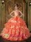 Fort Pierre South Dakota/SD Beading and Ruffles Cheap Orange Quinceanera Dress For In New York Sweetheart Strapless Ball Gown