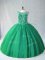 Custom Designed Green Sleeveless Tulle Lace Up Quince Ball Gowns for Sweet 16 and Quinceanera