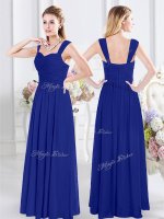 Sexy Straps Ruching Quinceanera Court Dresses Royal Blue Zipper Sleeveless Floor Length