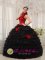 Tustin California/CA Black and Red Hand Made Flowers For Gorgeous Quinceanera Dress with Ruffles Layered