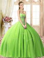 Best Selling Lace Up Quinceanera Dress Beading Sleeveless Floor Length