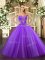 Super Eggplant Purple Lace Up Sweetheart Beading Quince Ball Gowns Tulle Sleeveless