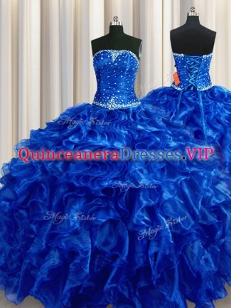 Exquisite Sleeveless Beading and Ruffles Lace Up 15 Quinceanera Dress