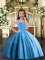 Discount Sleeveless Floor Length Beading Lace Up Pageant Dress for Teens with Baby Blue