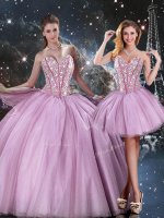 Captivating Sleeveless Lace Up Floor Length Beading Ball Gown Prom Dress