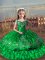 Simple Sleeveless Floor Length Embroidery and Ruffled Layers Lace Up Pageant Gowns with Green