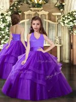 Great Ruffled Layers Little Girl Pageant Dress Purple Lace Up Sleeveless Floor Length(SKU PAG1123BIZ)