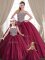 Great Red Ball Gowns Sweetheart Sleeveless Tulle Floor Length Lace Up Beading 15 Quinceanera Dress