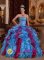 Comendador Dominican Republic Multi-color Beaded Decorate bodice Organza Amazing Quinceanera Dresses