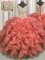 Fabulous Coral Red Organza Lace Up V-neck Sleeveless High Low Ball Gown Prom Dress Beading and Ruffles