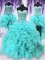Amazing Four Piece Sequins Sweetheart Sleeveless Lace Up 15th Birthday Dress Aqua Blue Organza