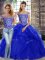 Exceptional Royal Blue Sleeveless Beading and Ruffles Lace Up Quinceanera Gowns
