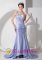 Port Orange FLRomantic Lilac Column Beaded Decorate Quinceanera Dama Dress One Shoulder Brush Train Taffeta Ruch