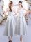 Sexy Silver Damas Dress Wedding Party with Appliques Straps Sleeveless Lace Up