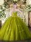 Customized Olive Green Sleeveless Beading Floor Length Quinceanera Dress