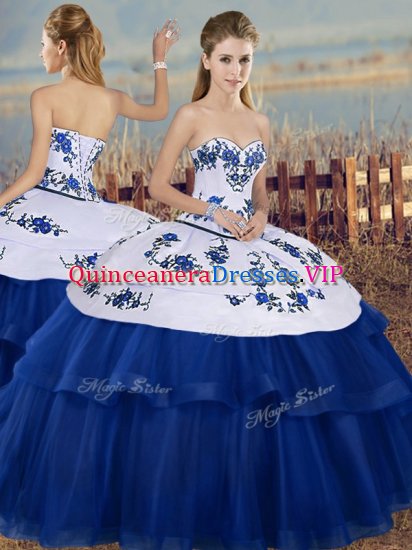 New Arrival Sweetheart Sleeveless Tulle Ball Gown Prom Dress Embroidery Lace Up - Click Image to Close