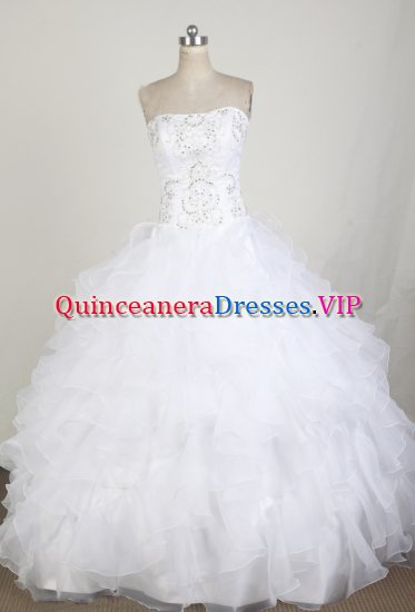 Mexican Classical Ball Gown Strapless Floor-length White Quinceanera Dress LZ426016 - Click Image to Close