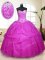 Elegant Sequins and Pick Ups 15th Birthday Dress Fuchsia Lace Up Sleeveless Floor Length