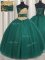 Sweetheart Sleeveless Sweet 16 Dresses Floor Length Beading and Appliques Peacock Green Tulle