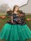 Turquoise Organza Lace Up Straps Sleeveless Floor Length Pageant Dress Embroidery