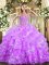 Top Selling Ball Gowns Quinceanera Dresses Lilac Sweetheart Organza Sleeveless Floor Length Lace Up