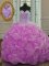 Custom Designed Lilac Organza Lace Up Sweet 16 Dresses Sleeveless Sweep Train Beading and Pick Ups
