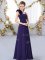 Lovely Purple Sleeveless Hand Made Flower Floor Length Dama Dress