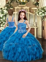 Sleeveless Beading Lace Up Little Girls Pageant Dress