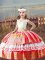 Watermelon Red Ball Gowns Satin Off The Shoulder Sleeveless Embroidery Floor Length Lace Up Kids Pageant Dress
