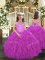 Classical Sleeveless Tulle Floor Length Lace Up Little Girl Pageant Gowns in Fuchsia with Beading and Ruffles