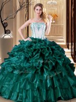 Organza Sleeveless Floor Length Quinceanera Dresses and Ruffles and Ruffled Layers