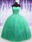 Eye-catching Turquoise Quinceanera Gowns Military Ball and Sweet 16 and Quinceanera with Beading and Belt Sweetheart Sleeveless Lace Up