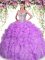 Simple Lilac Sleeveless Organza Lace Up Sweet 16 Quinceanera Dress for Military Ball and Sweet 16 and Quinceanera
