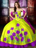 Elegant Ball Gowns Sweet 16 Dresses Yellow Green Strapless Taffeta Sleeveless Floor Length Lace Up