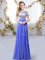 Hot Sale Lavender Empire Chiffon Scoop Short Sleeves Sequins Floor Length Zipper Dama Dress